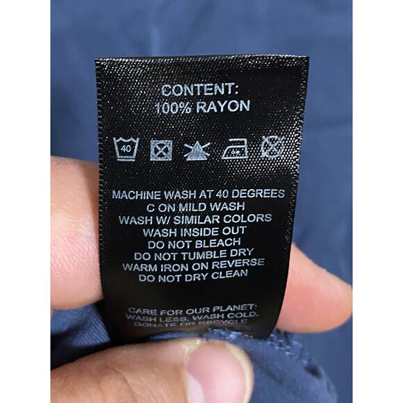 Level Ten Button Front Camp Shirt Blue Rayon Button Front LTCP-1116 Mens Size XL - Picture 6 of 6